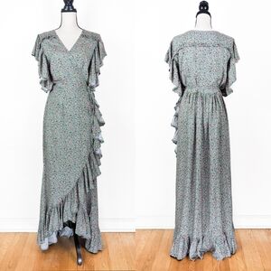 NWT Bali ELF Carmen Wrap Maxi Dress, Green Fields